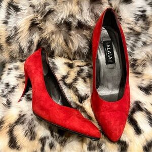Alaia Red Suede Heels 9